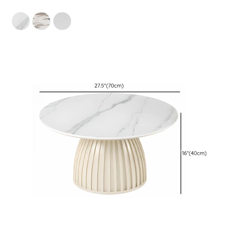 Scratch-repellent White Sintered Stone Rounded 1 Tier Single/Nested Side Table with Single Pedestal Base for Indoor Use - image 10