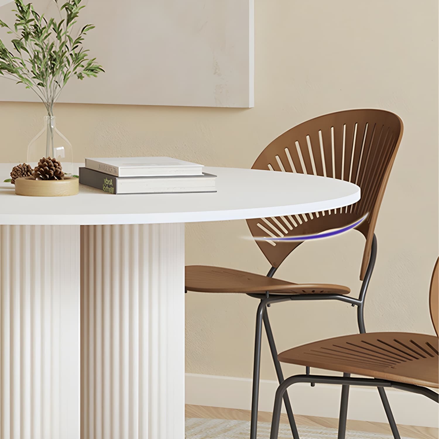 Contemporary Round Dining Table Stone Dinner Table with 3 Legs - image 7