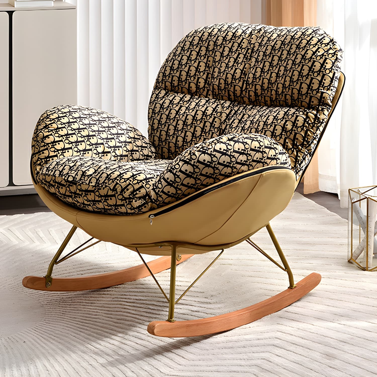 Modern Upholstered Indoor Rocking Chair with Removable Cushions and Slipcover for Enhanced Comfort - image 6