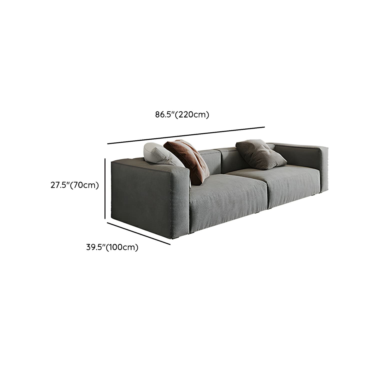 Modern Gray Chenille Stationary Sectional Sofa with Pillow Back and Wood Frame - image 16