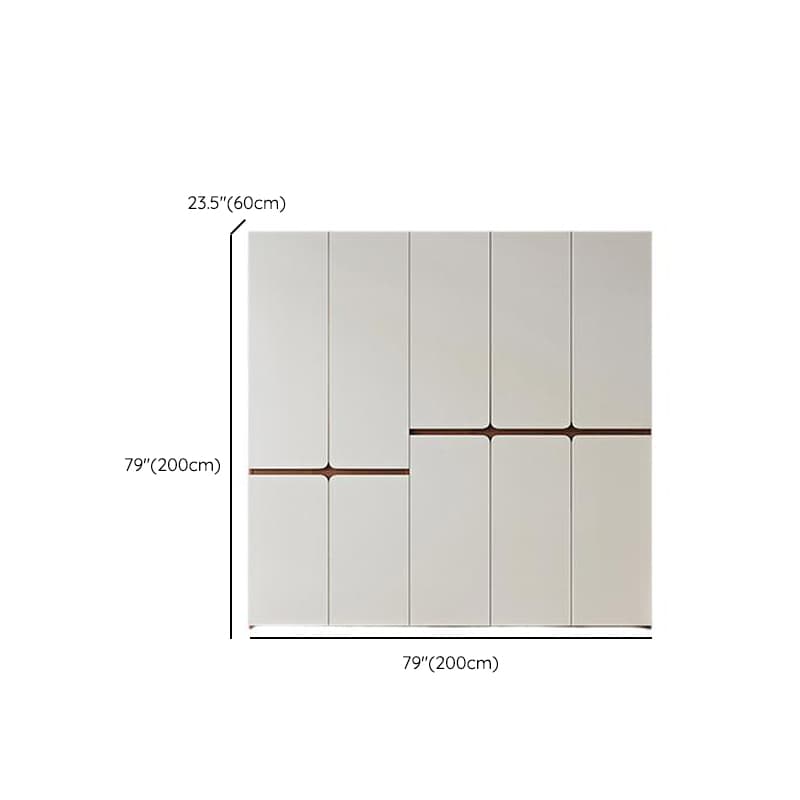 White Minimalist Manufactured Wood Wardrobe Closet with Soft Close Drawer, Soft Close Door, Interior Shelves, and Clothing Rod - image 8
