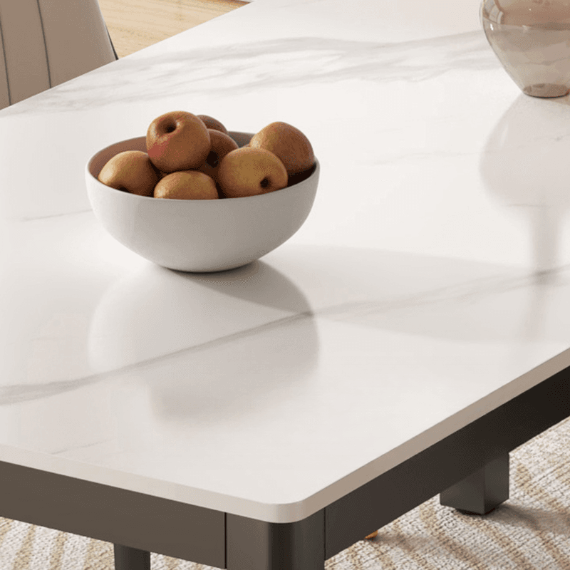 Minimalist Rectangular Dining Table Set with Marble Slab Top and 4 Legs - image 7