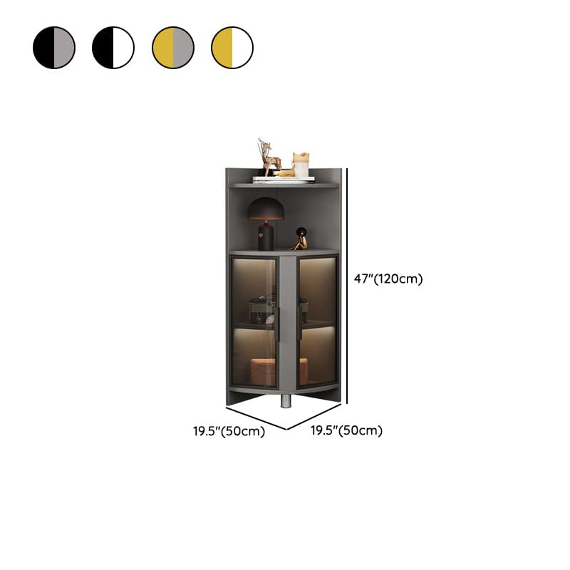 Modern Corner Accent Cabinet with Glass Doors and 2 Interior Shelves - image 17