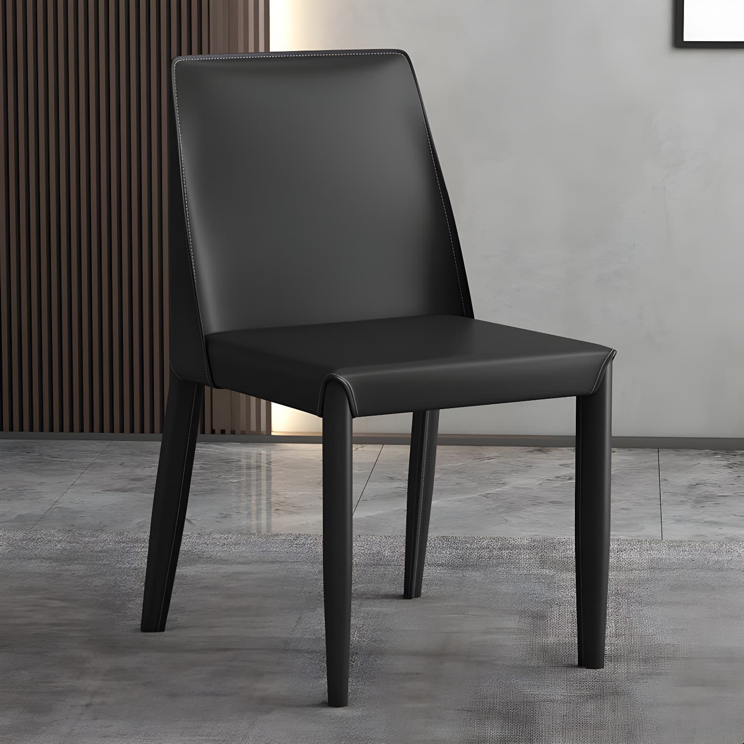 Modern Leather Dining Chair Parsons Furniture with Steel Legs in Matte Finish for Home - image 15