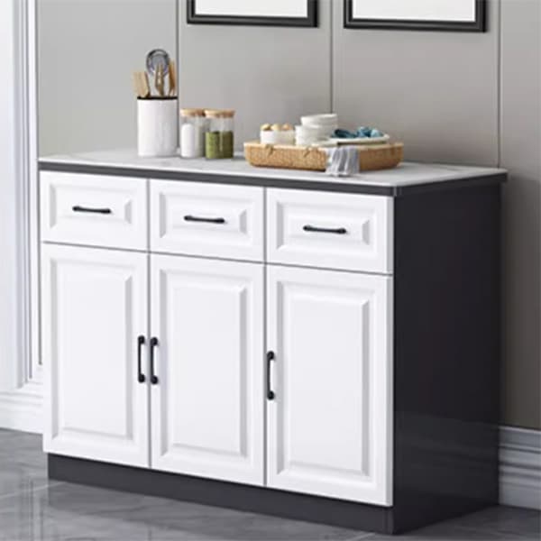 Natural Finish/Light Wood/Ashen Wood Floor Sideboard with Countertop and Kitchen Appliance Storage