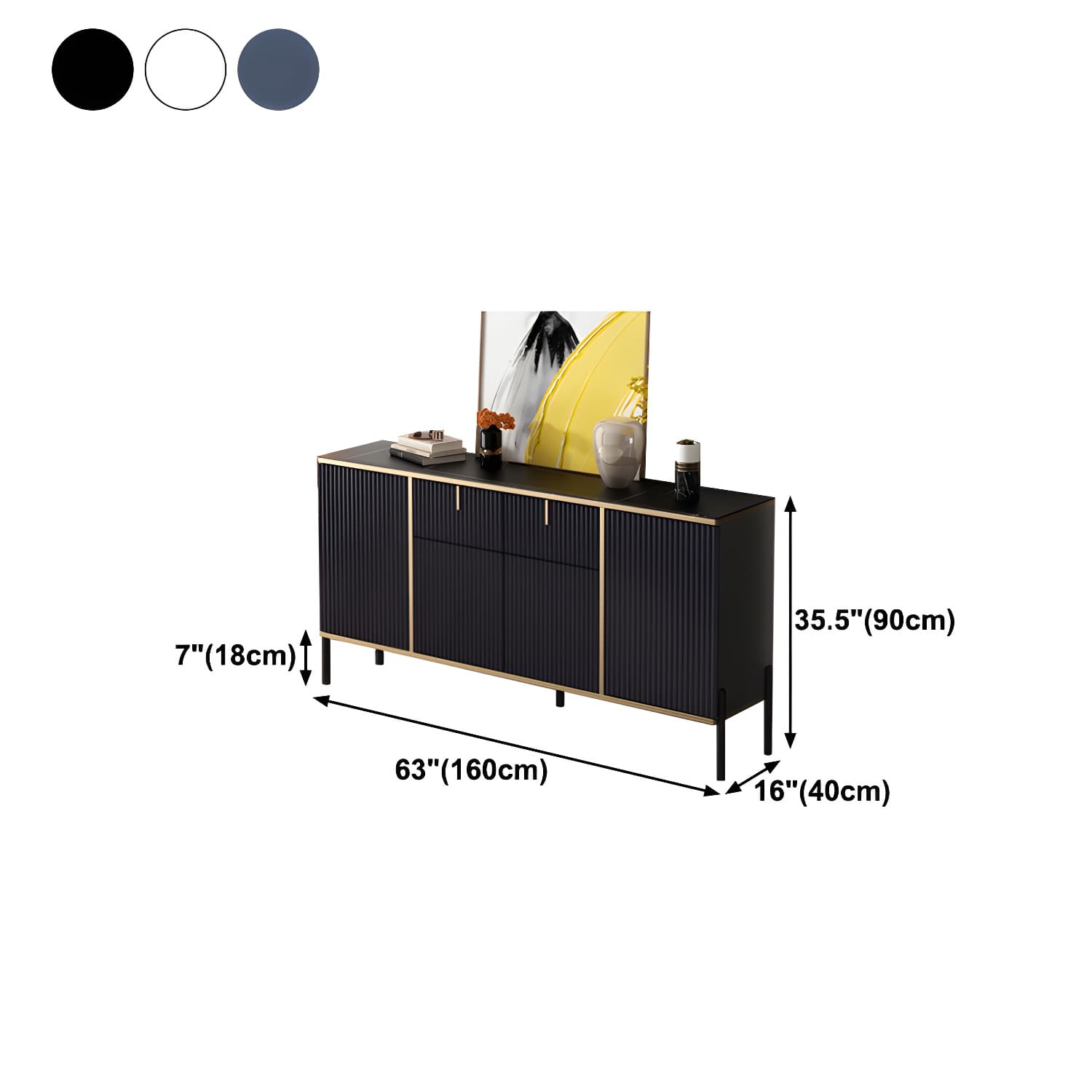 Glam Sideboard Stone Top Sideboard with Door for Living Room - image 19