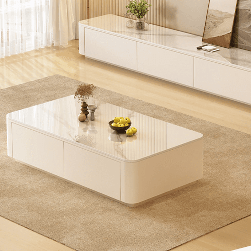 Contemporary Stone Parallelogram Accent Table with 4 Drawers/2 Drawers for Living Room - image 3