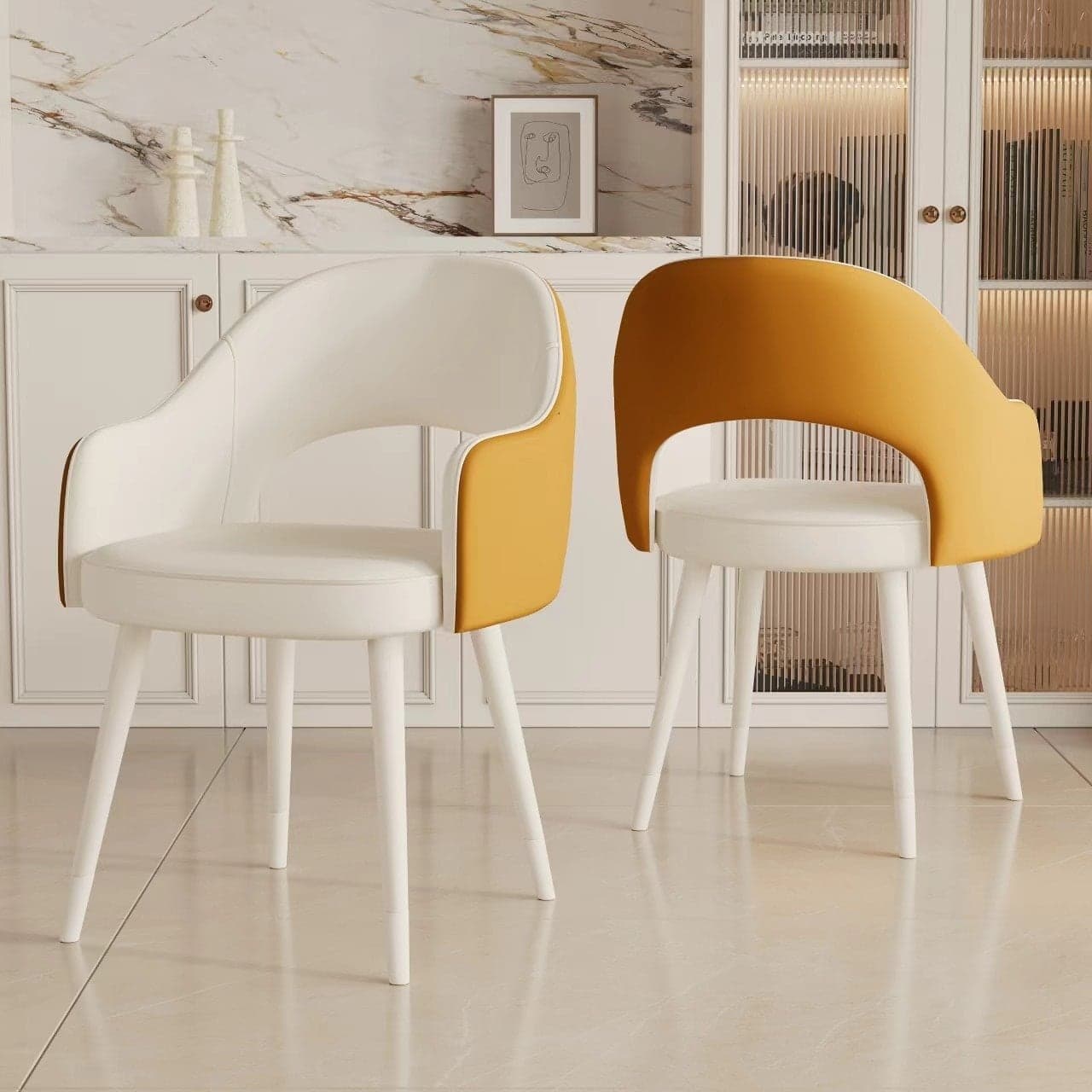 Modern Simple Style Arm Chair with Ventilated Back, Padded Upholstery, Arms, and Metal Legs - image 7
