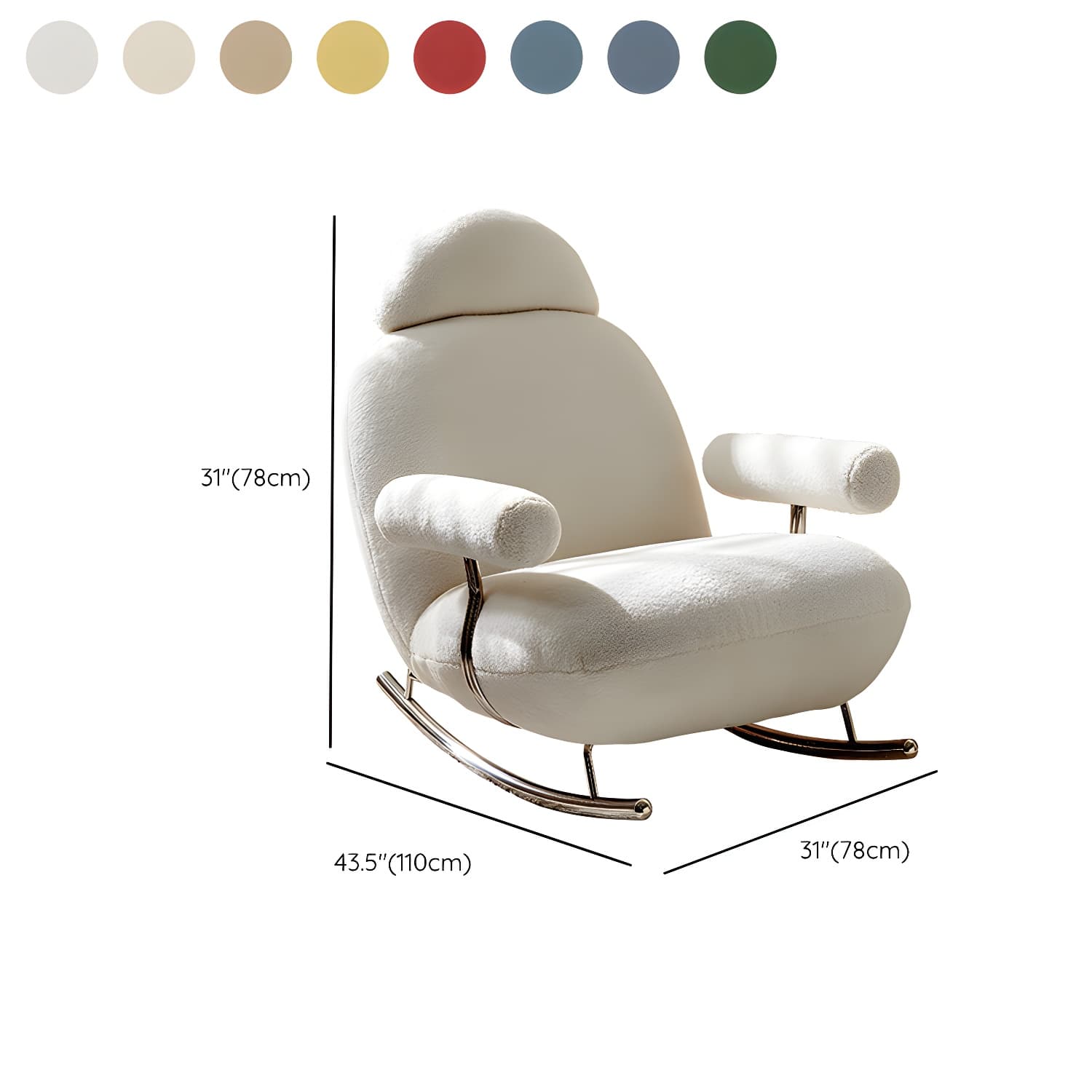 Sheepskin Rocking Chair with Cushion and Padded Seat Contemporary - image 20