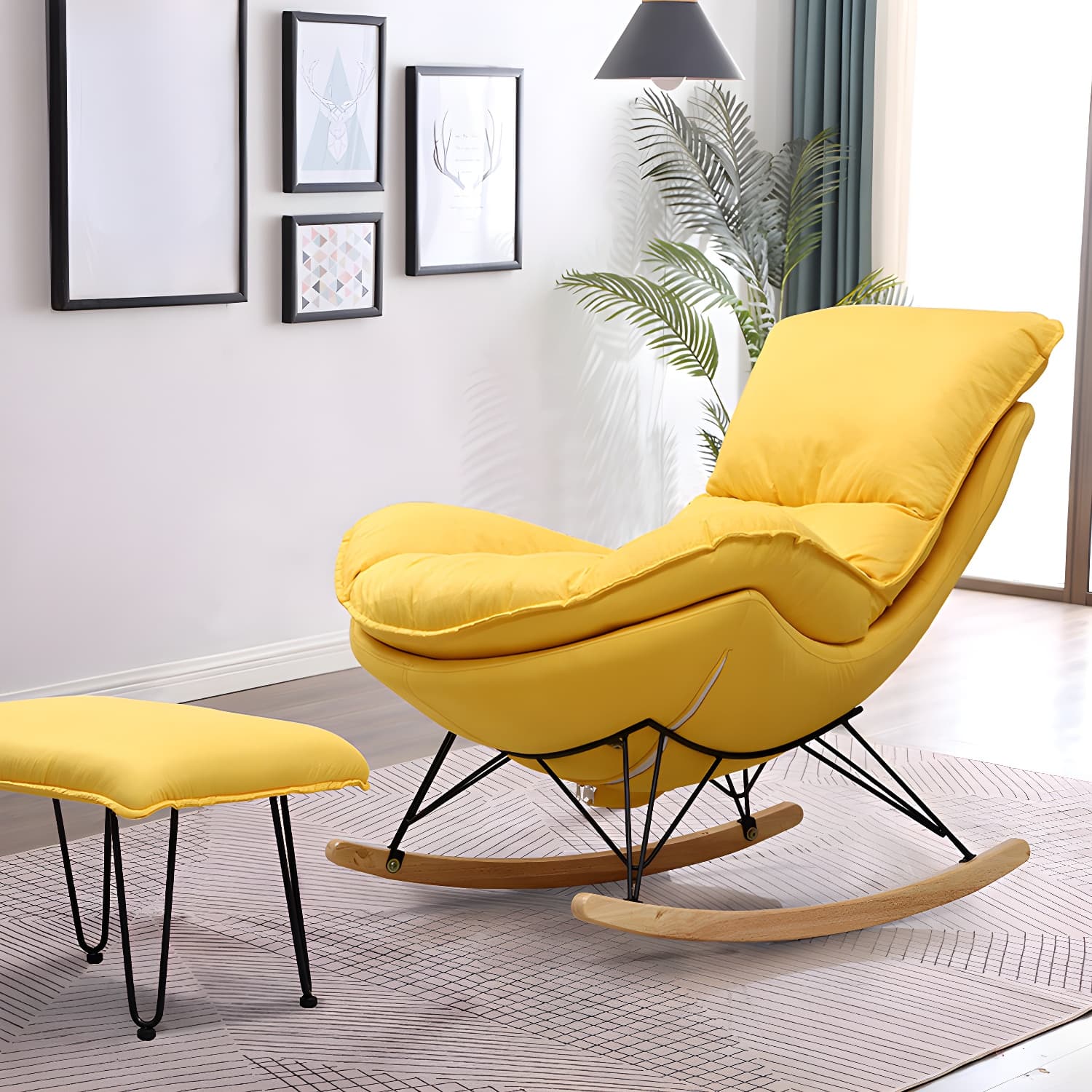 Modern Style Rocking Chair Indoor Mother Feeding Sofa Rocking Chair with Ottoman - image 6