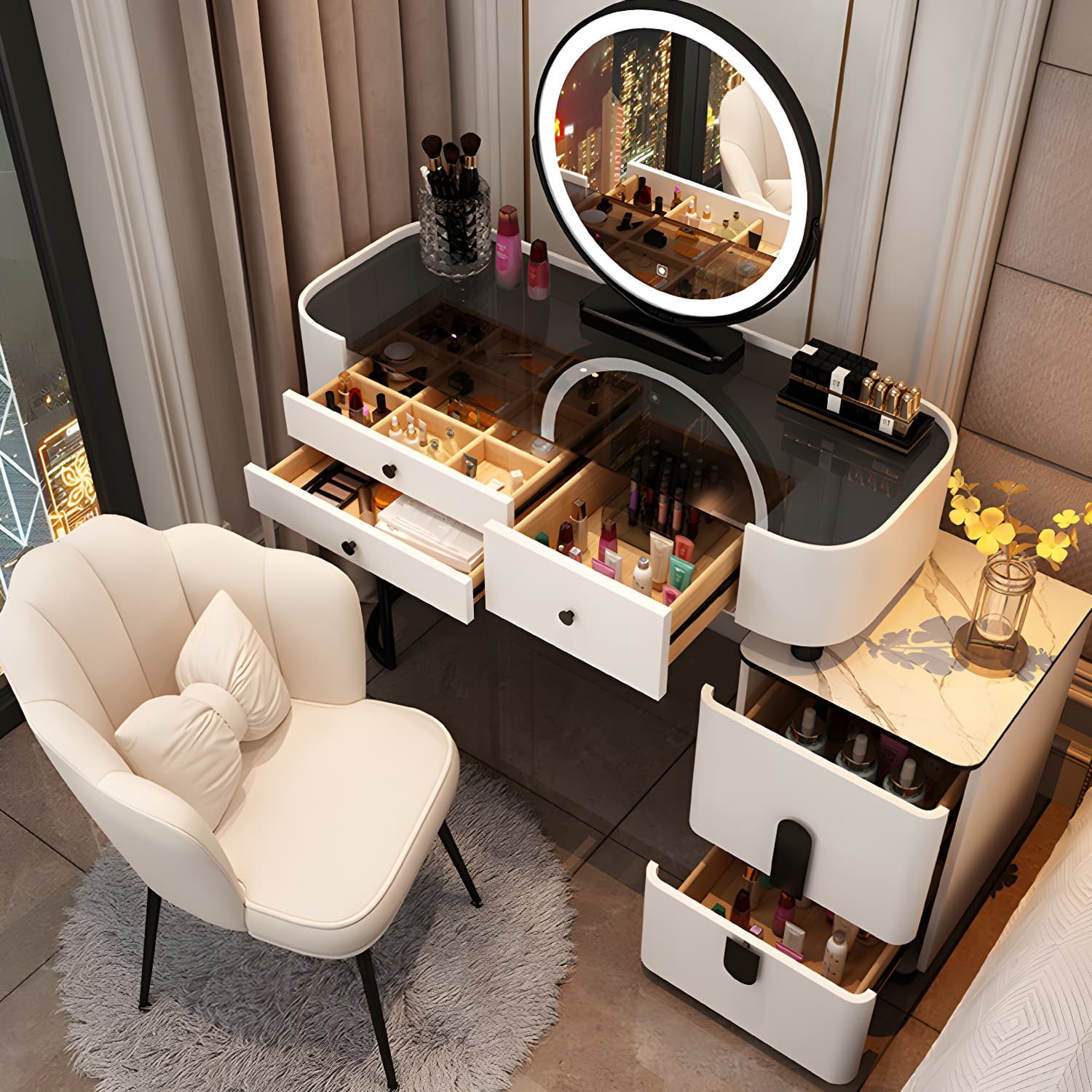 Contemporary Wood Make-up Vanity 15.75" Wide Make-up Vanity with Drawers - image 6
