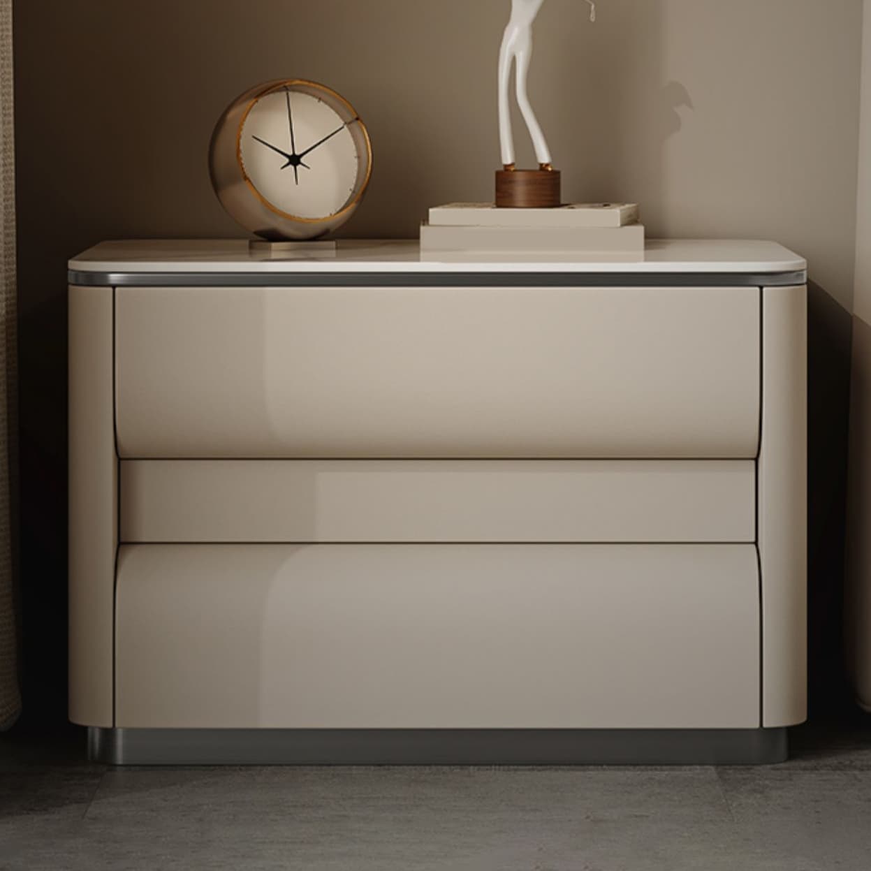 Contemporary Bedside Cabinet Stone Bed Nightstand with 2 Drawers - image 20