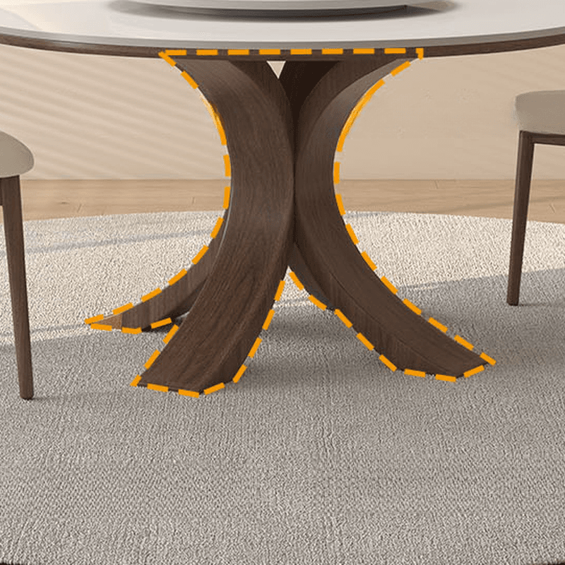 Dining Table Set with Rounded Stump Base and Fixed Table, Featuring Padded Chair with Back, 5-piece in White - image 6