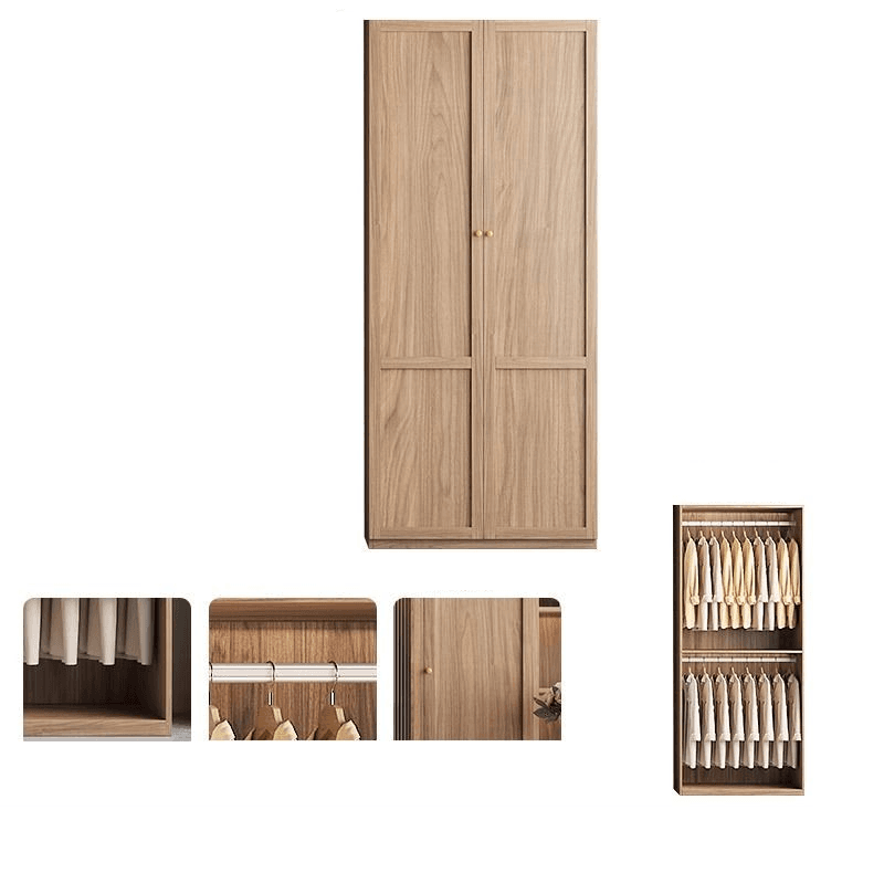 Minimalist Timber Sepia Cabinet Armoire with Interior Shelves & Clothing Rack & Soft Close Drawer & Soft Close Door - image 13