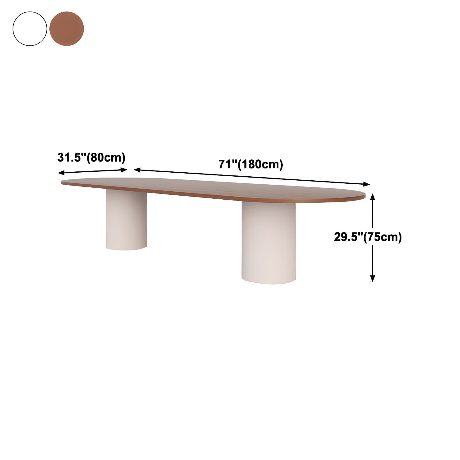 Contemporary Wood Top Oval Dinette Table White Base Dining Table for Living Room - image 10