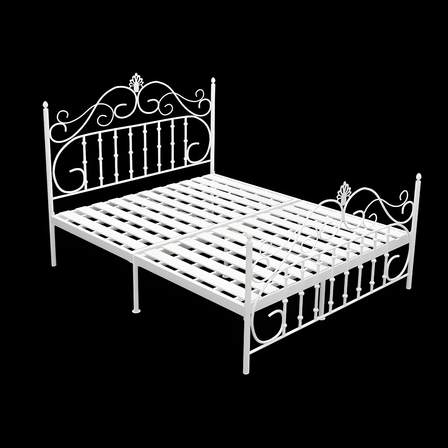 Glam Metal Bed Frame with Camelback Open-Frame Headboard and Footboard - image 10