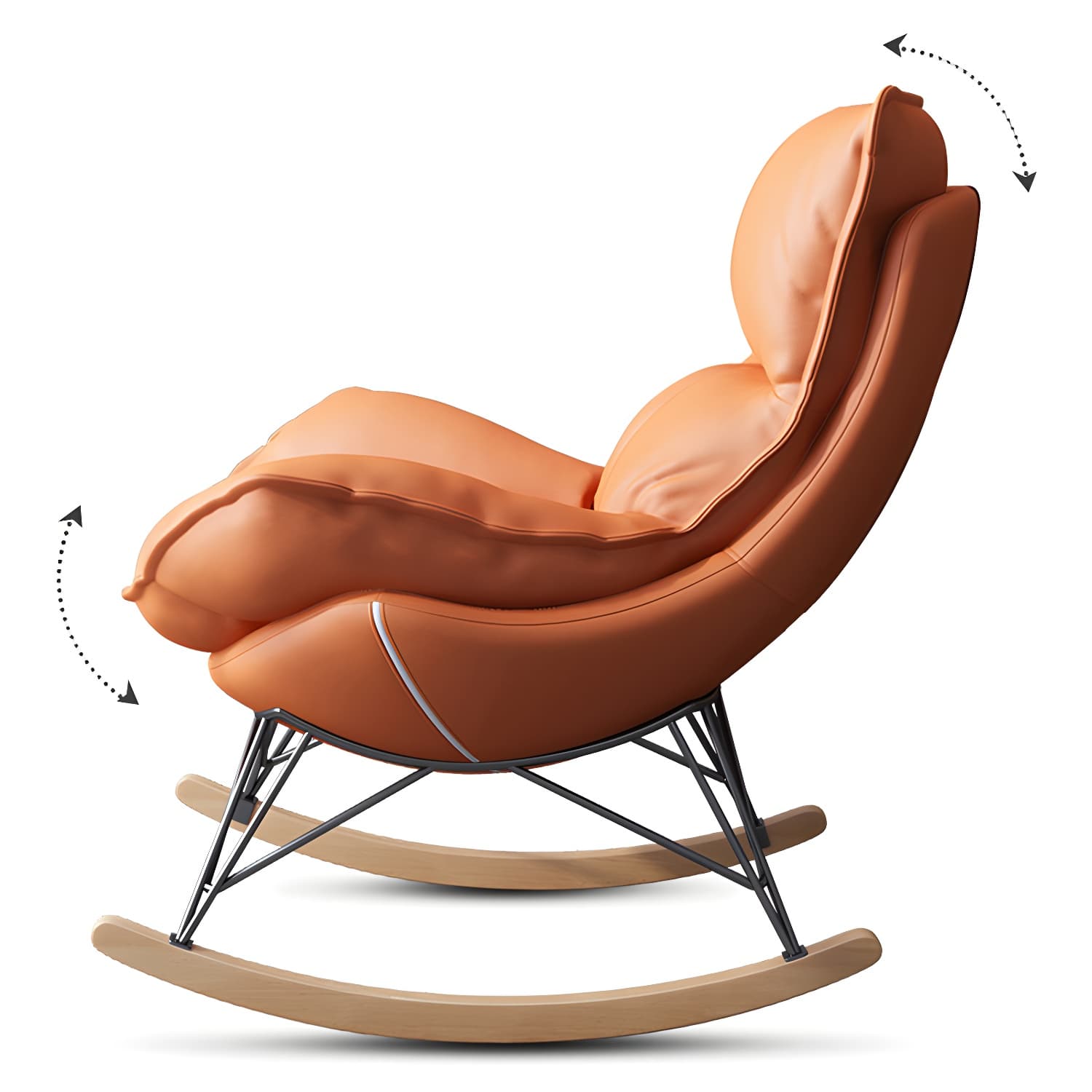 Stylish Modern Indoor Rocking Chair with Ottoman - Upholstered Seat and Natural Wood Legs - image 17