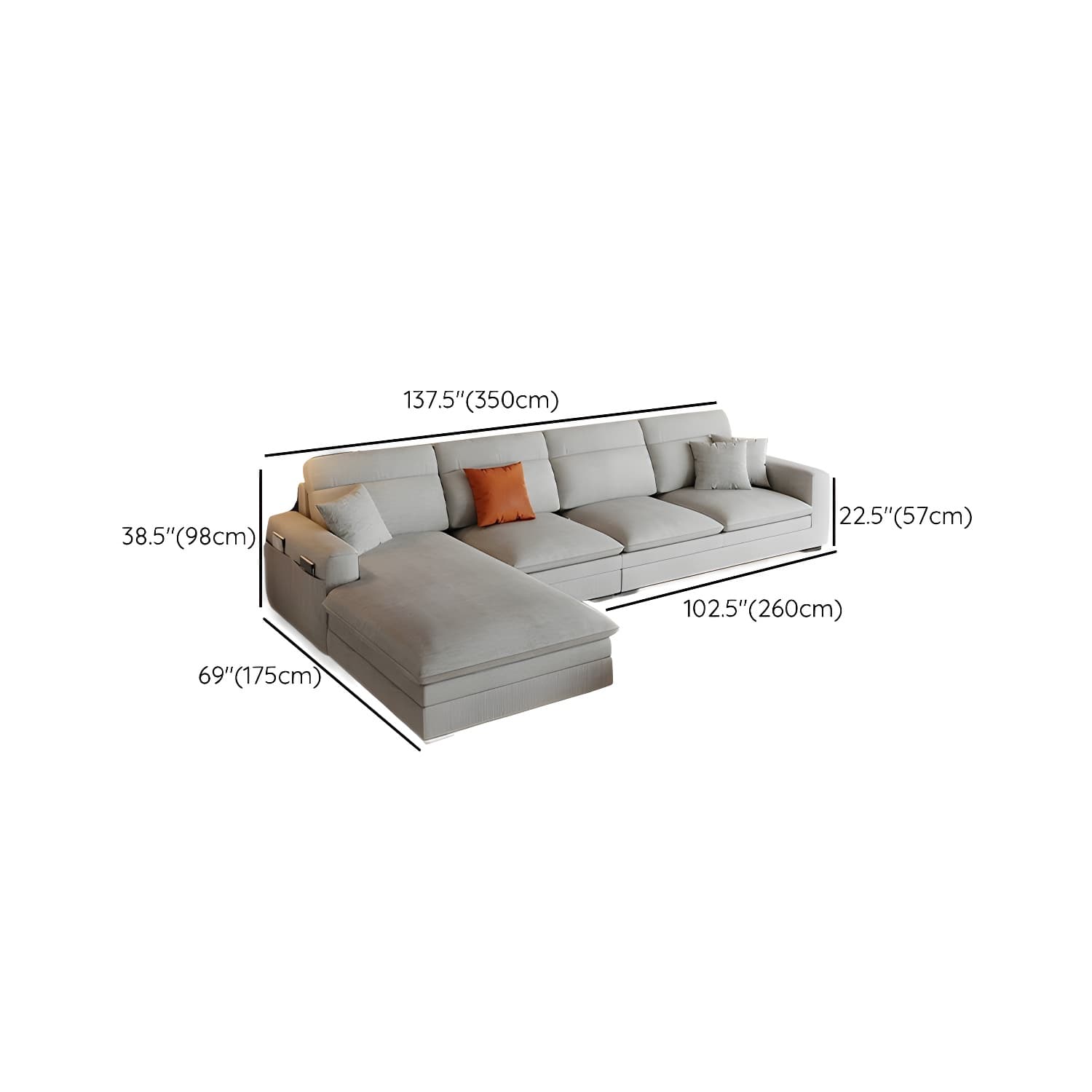 Contemporary Square Arm Sectional Sofa with Pillows and Storage - image 20
