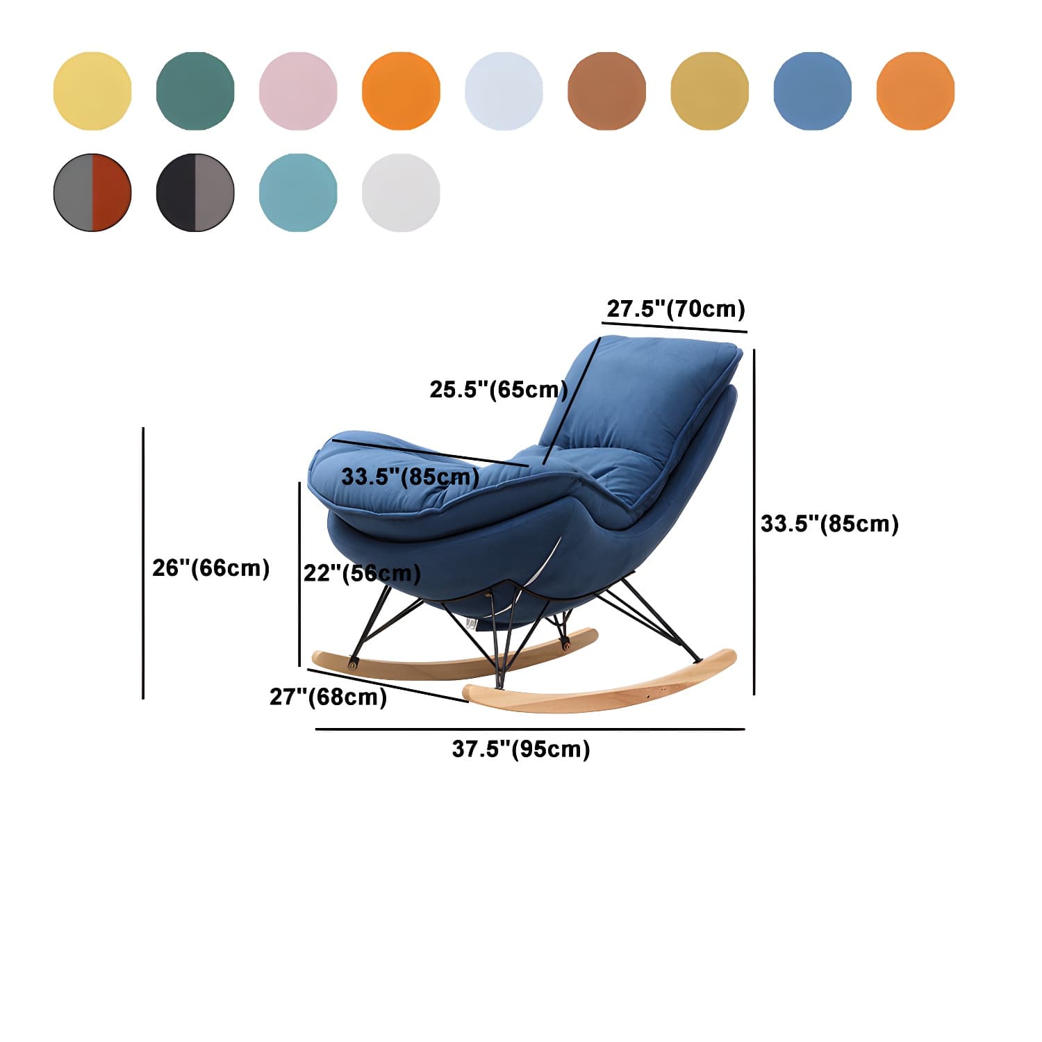 Modern Style Rocker Chair Metal Frame Spindle Cushions Rocker Chair with Ottoman - image 22