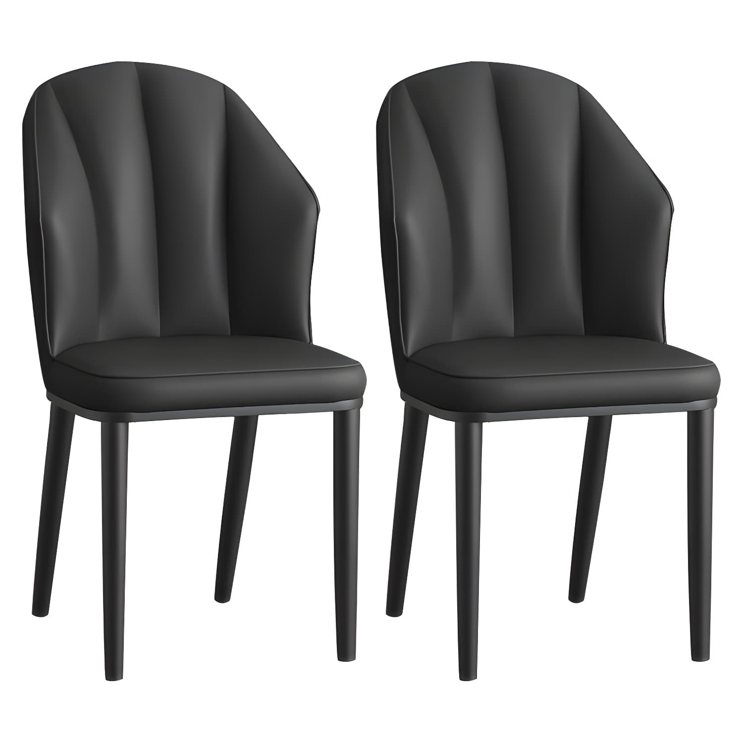 Glam Metal Dining Room Chairs Armless Upholstered Side Leather Chairs for Restaurant