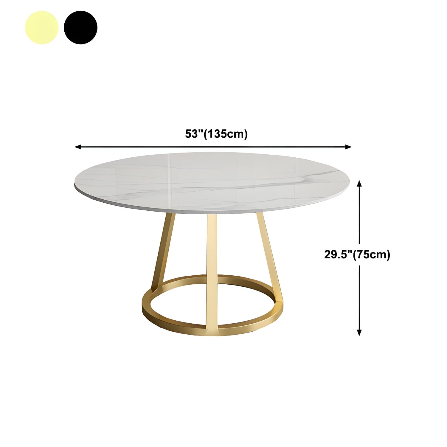 Contemporary Round Dining Table Sintered Stone Top Iron Pedestal Table - image 11