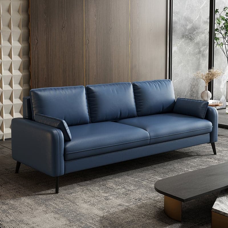 Simple Solid Color Blue/Grey/Orange Sofa with Pillow Back & Square Arm Living Spaces, Scratch Resistant - image 3