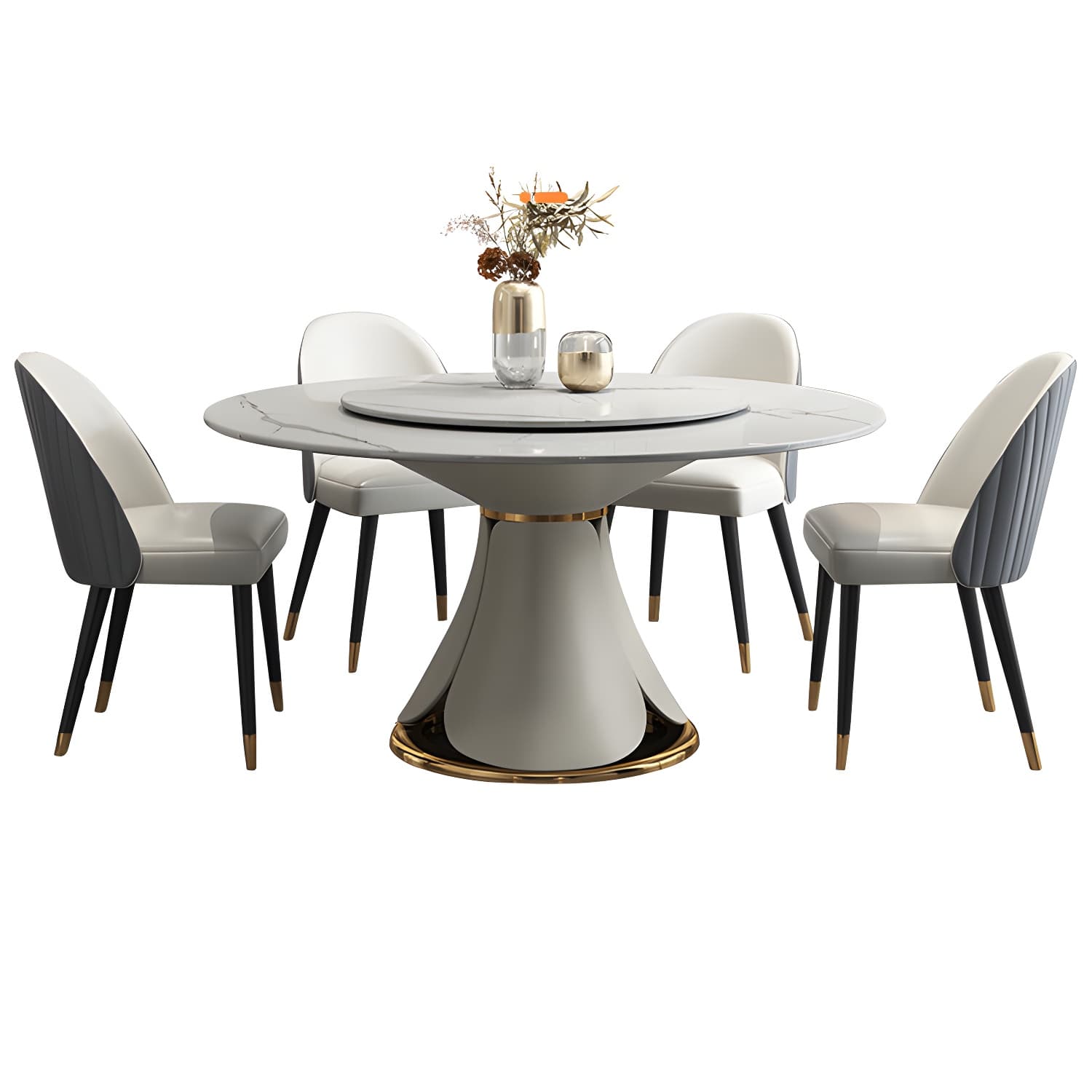 Modern Style 1/4/5/7/9 Pieces Dining Sintered Stone Dining Table Set with Metal Legs - image 11