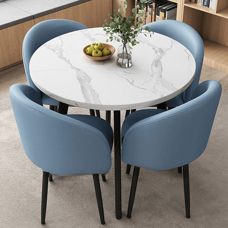 Circular Manufactured Wood Dining Table Set with Upholstered Back, Padded Chair, Arms, Seats 4 - image 9