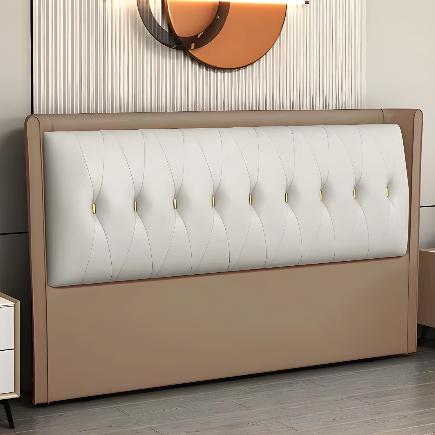 Contemporary Headboard Bed with Tufted Leather Upholstery in Rectangular - image 4