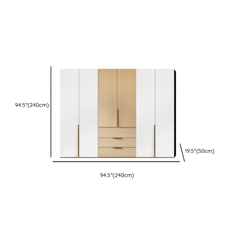 Multicolor/White/Natural Color Art Deco Composite Wood Cabinet Armoire with Hanging Rod, Interior Shelves, Soft Close Door and Soft Close Drawer - image 25