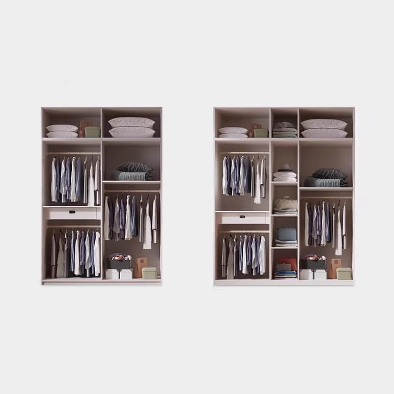 Simple Freestanding Cream Manufactured Wood Cabinet Armoire with Interior Shelves, Clothing Rod & Soft Close Drawer - image 7