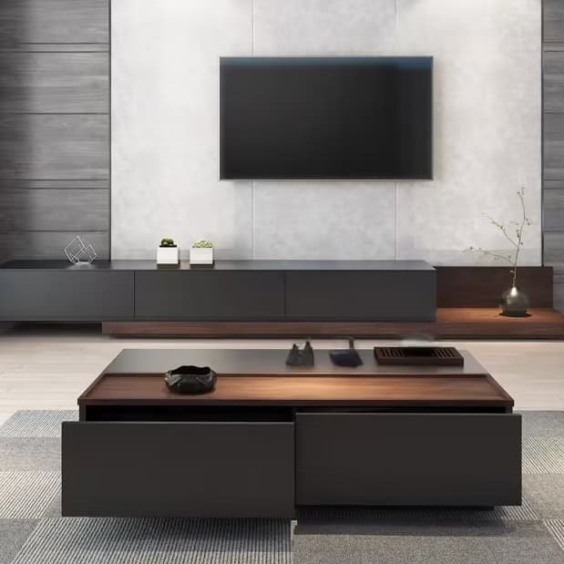 Modern Lift Top Wood Coffee Table with 2 Drawers and Trunk Storage - image 7