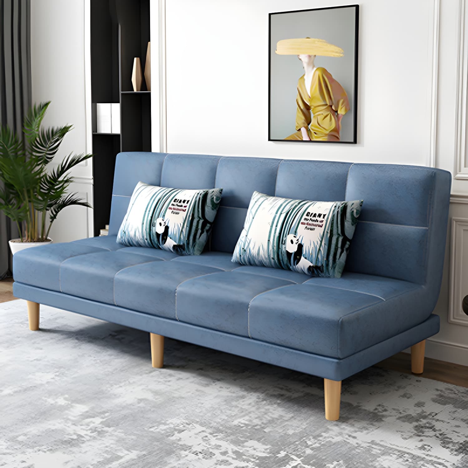 Modern Armless Settee 27.55" W Convertible Sleeper Sofa for Living Room