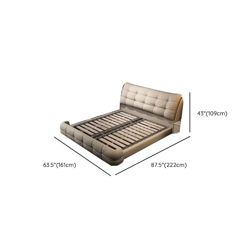 Beige Solid Color Storage Bed/Platform Bed with Pine Wood Frame for Living Room - image 7