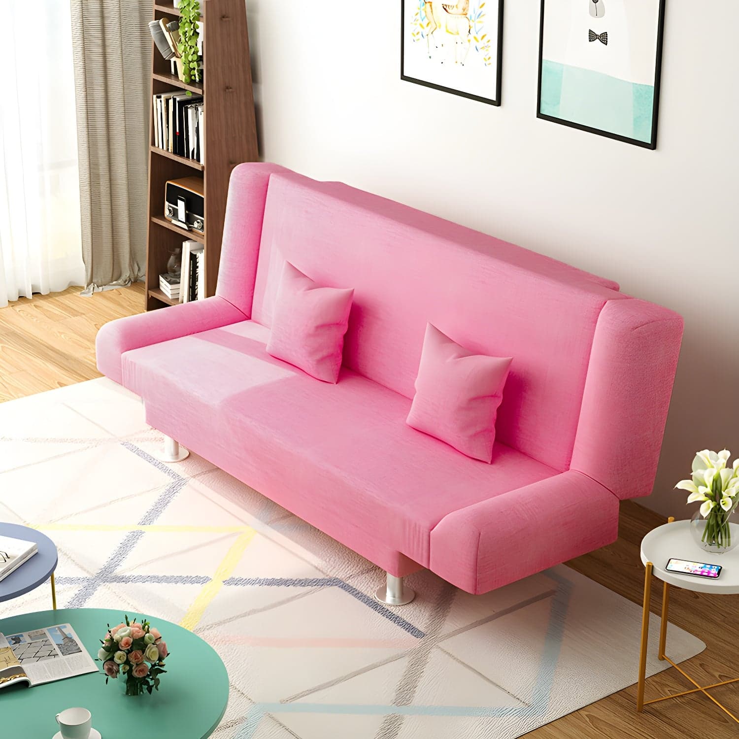 29.53"H Linen Armless Convertible Sleeper Sofa Bed for Living Room - image 8