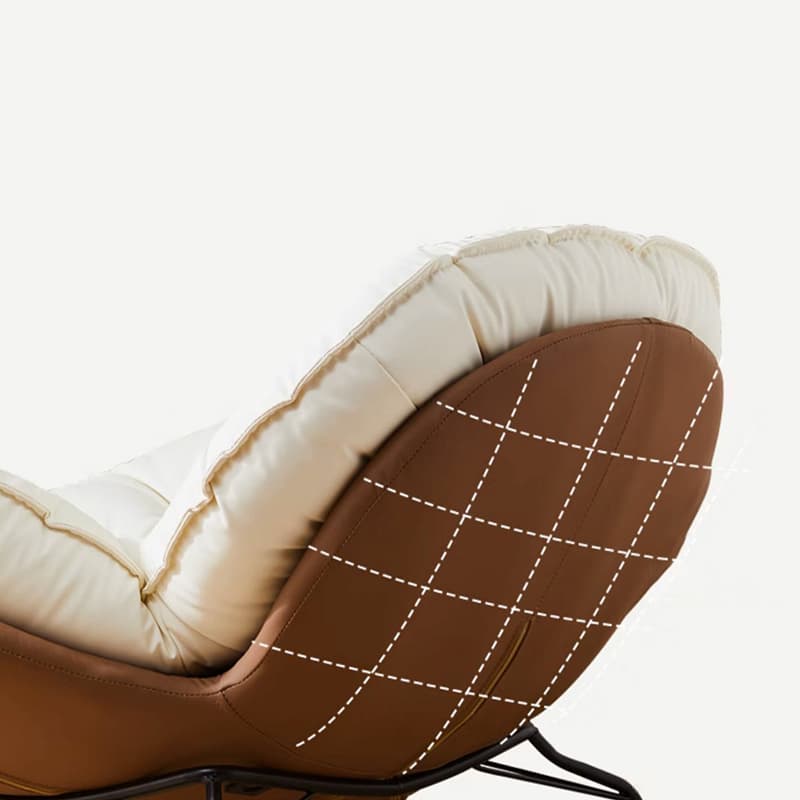 Minimalist Metal Upholstered Indoor Rocking Chair with Ottoman and Spindle Back , Recessed Arm and Natural Wood Finish - image 17