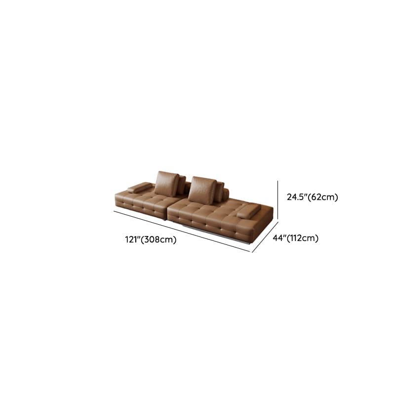 Tear Resistant Standard Sofa in Coffee Leather with 4 Pillows - image 13