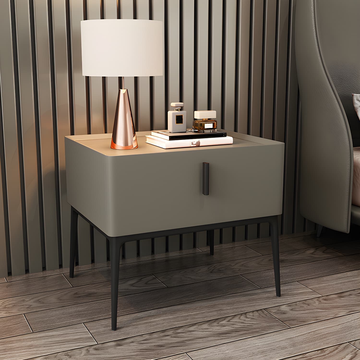 Mid-Century Modern 19-inch Tall Night Table 4 Legs Nightstand with 1 Drawer - image 9