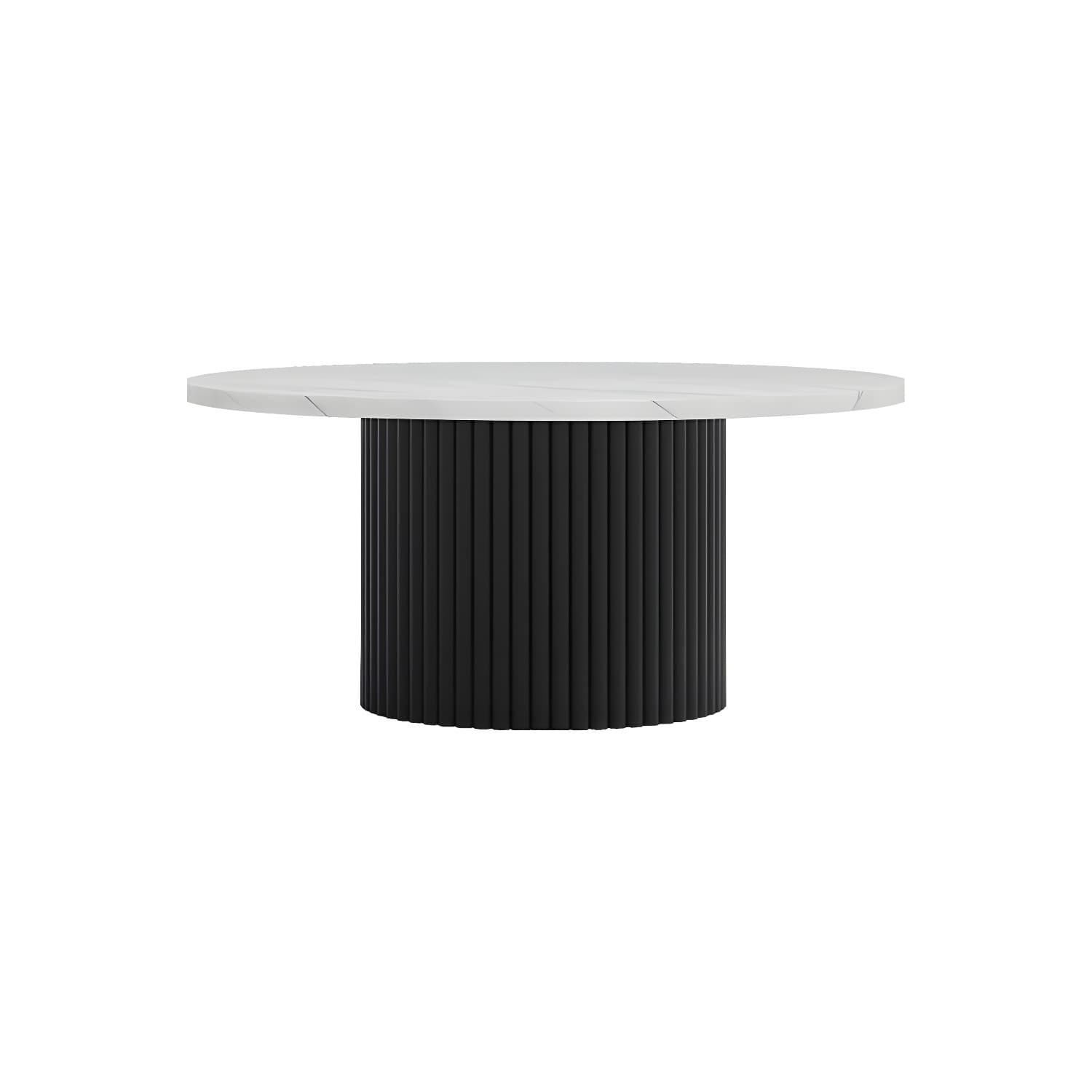 Glam Pedestal Coffee Table Wood Round Cocktail Table for Living Room - image 10