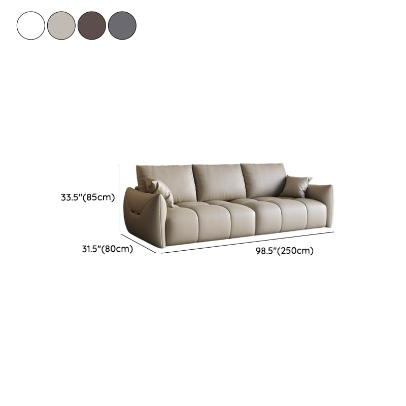 Modern Solid Color Scratch-defiant Standard Sofa in Light Gray/Emerald Green/Auburn, 3-seater with 2 Pillows - image 18
