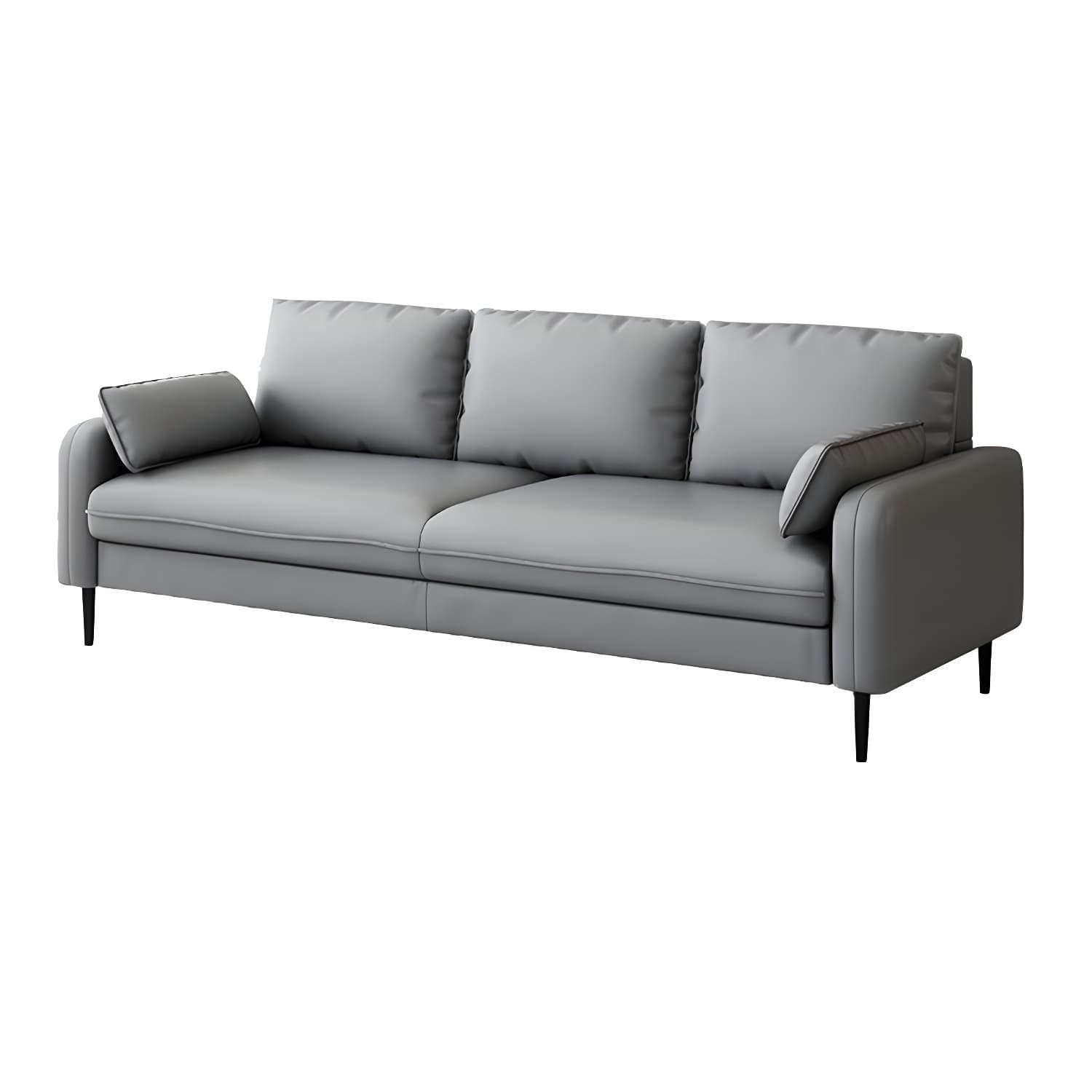3-Seater Faux Leather Sofa Mid Century Loose Back Square Arm Settee - image 14