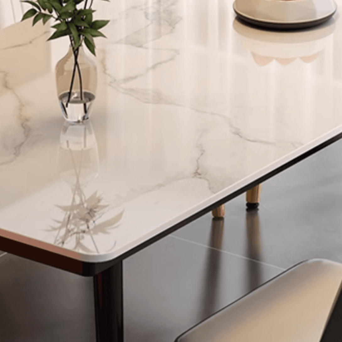 Art Deco Rectangle Scratch-repellent Fixed Table/Dining Table with Ink legs and Sintered Stone top Seats 4/Seats 8/for 6 - image 9