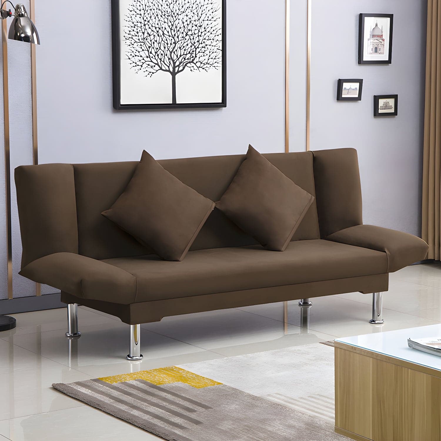 Silver Transitional Modern Tight Back Sofa Bed 29.53"High Armless Sofa Bed - image 15