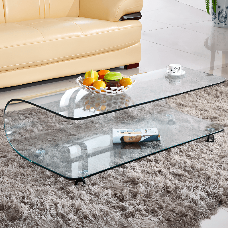 Transparent Wheel coffee table with Roller Wheels, Locker, 1 Shelf/2-Tier and Square/Square for Indoor Use - image 10
