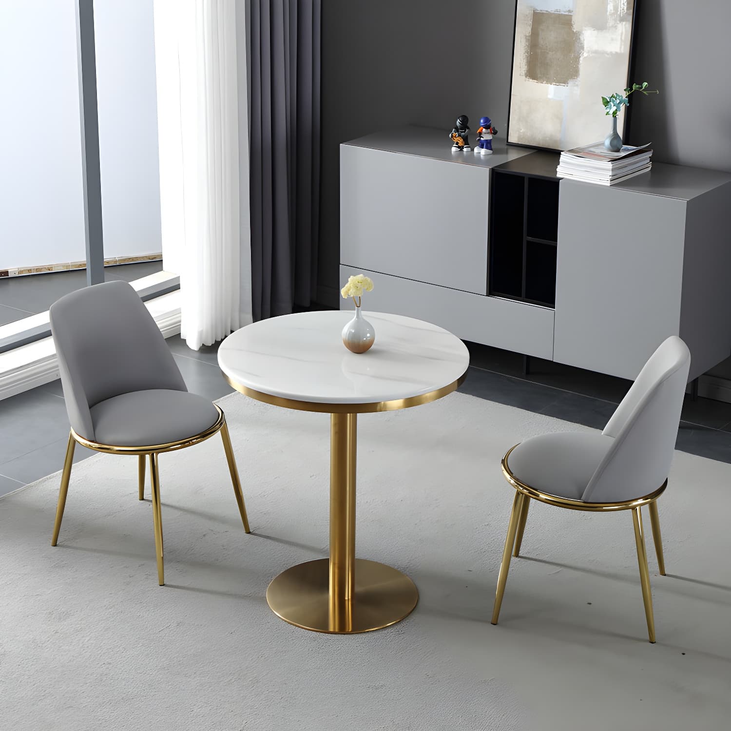 Sintered Stone Three-Color Dining Table Luxury Tulip Base Table for Dining Room - image 6