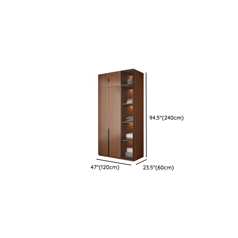 Sepia Modish Laminate Wardrobe Closet with Interior Shelves and Clothing Rod - image 12
