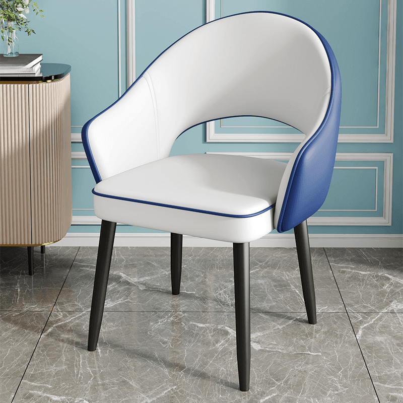Modish Arm Chair with Ventilated Back, Padded Upholstery, Arms, and Steel Legs - image 7