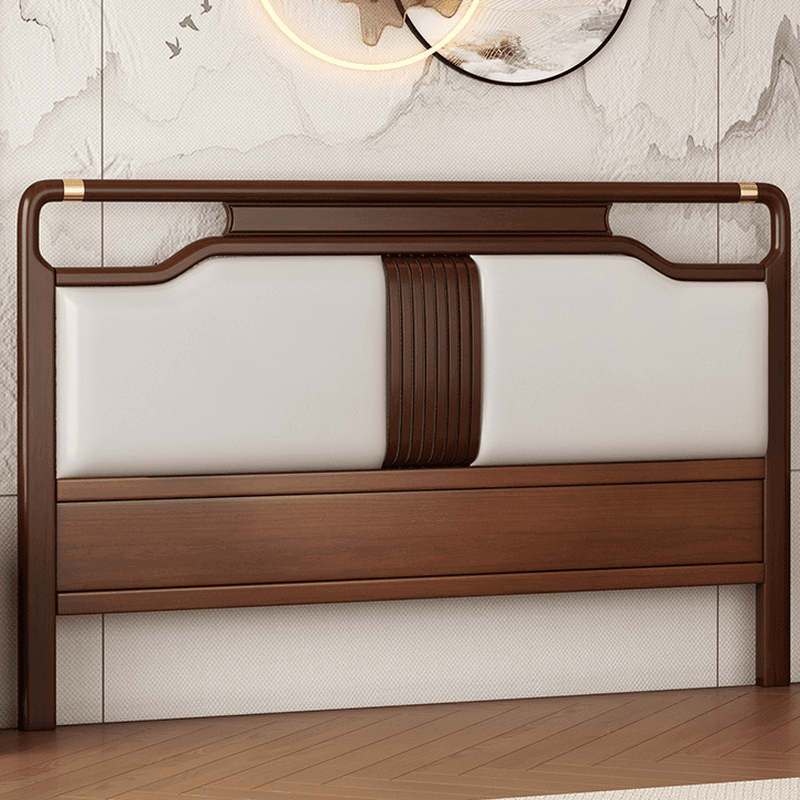 Modish No Distressing Timber Panel Headboard with Rectangle/Stepped Shape for Queen/King/Full Bed, Featuring Sponge Upholstery and Standard Height