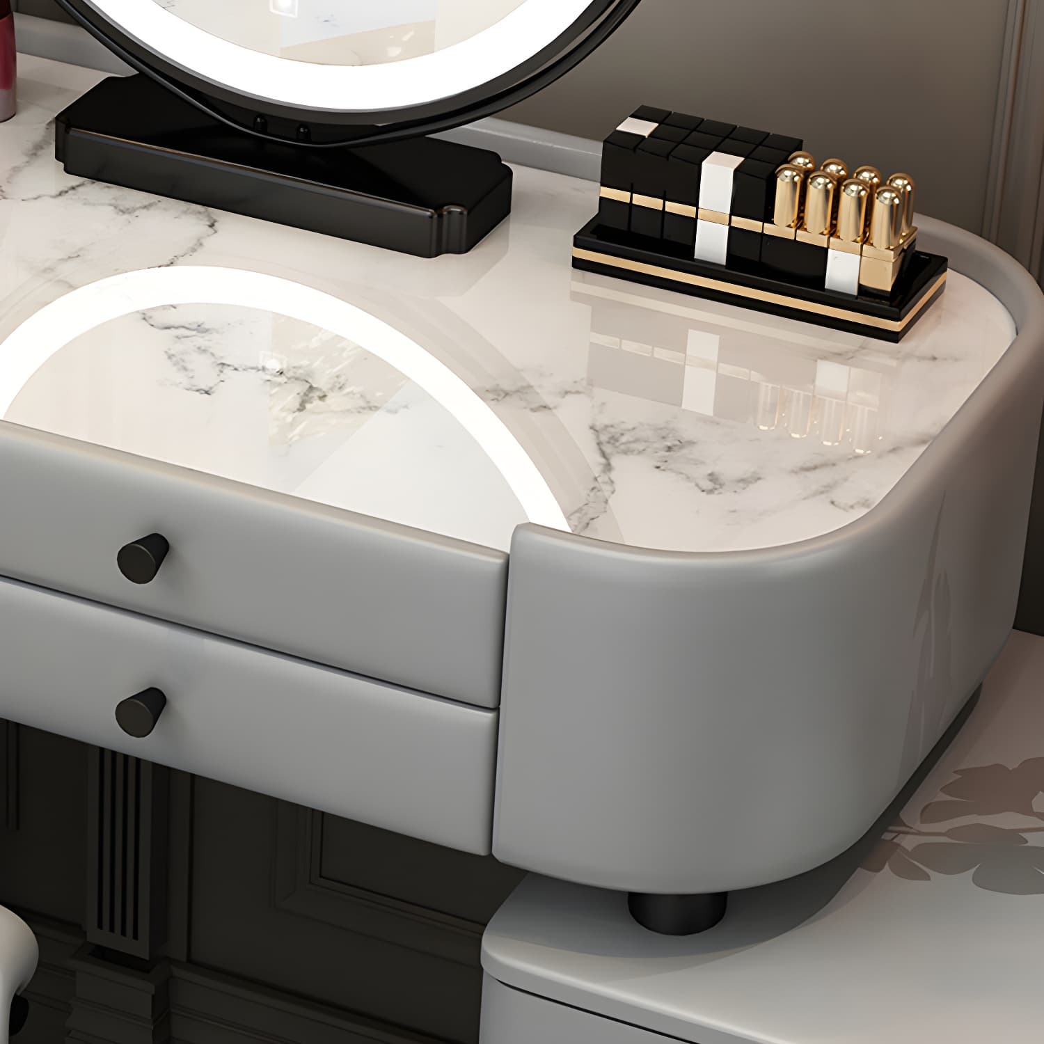 5-Drawers Vanity Desk Modern Stone Top Vanity Dressing Table - image 14