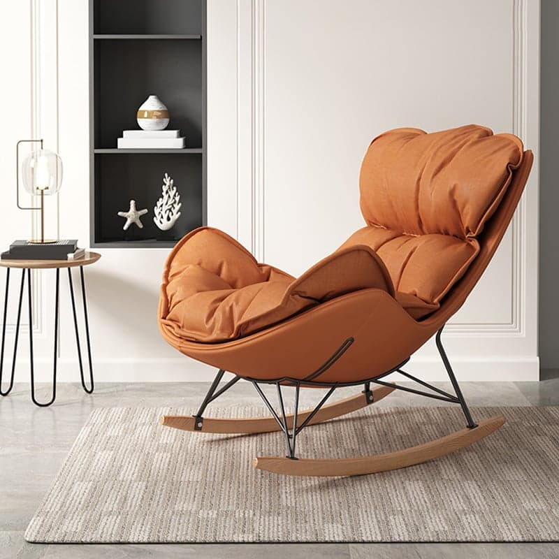 Stylish Upholstered Indoor Rocking Chair with Natural Wood Legs - Modern Design - image 5
